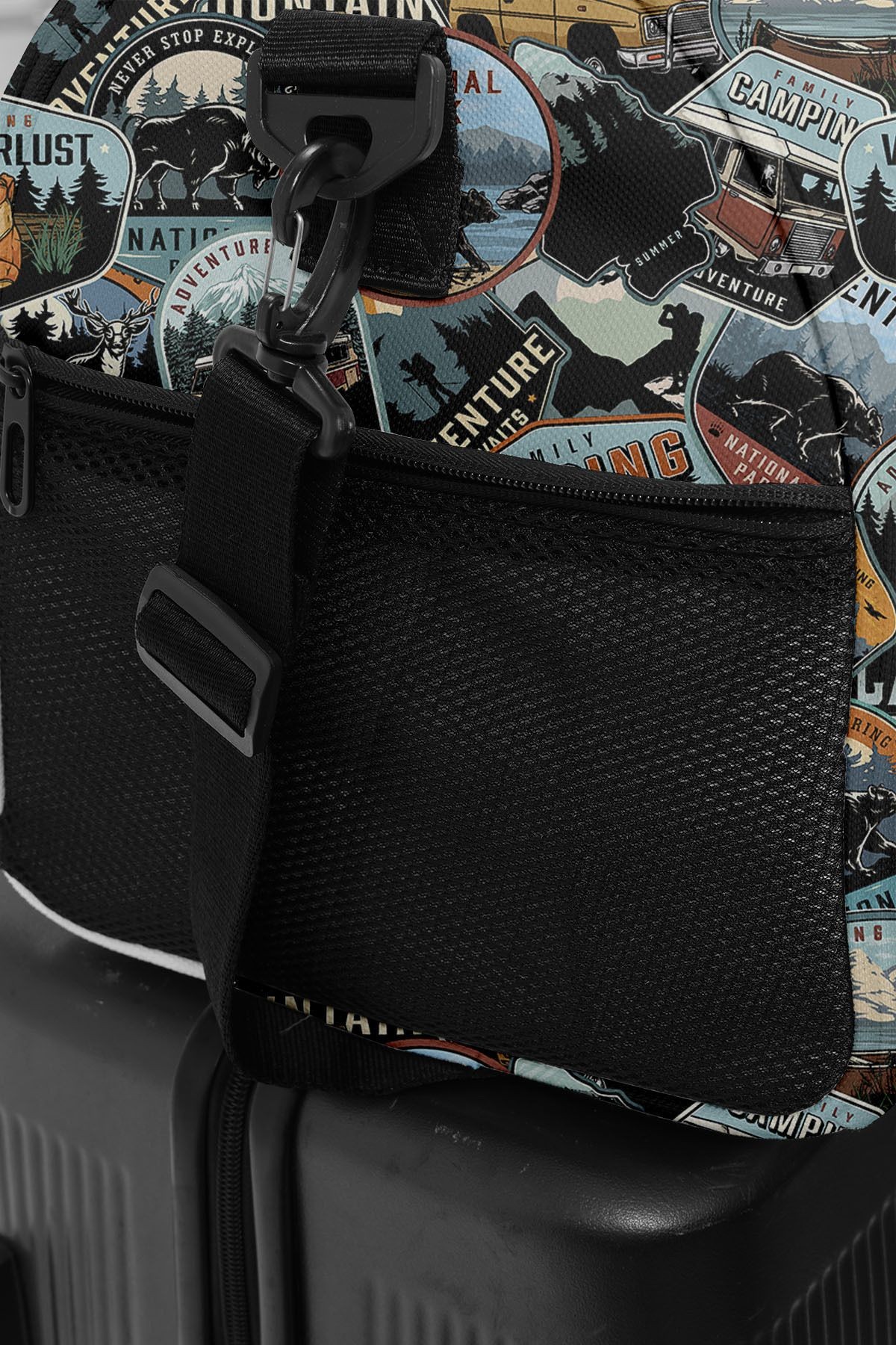 Desenli Kilitli Unisex Seyahat Çantası - Kabin Boy El Valizi - Spor Çantası