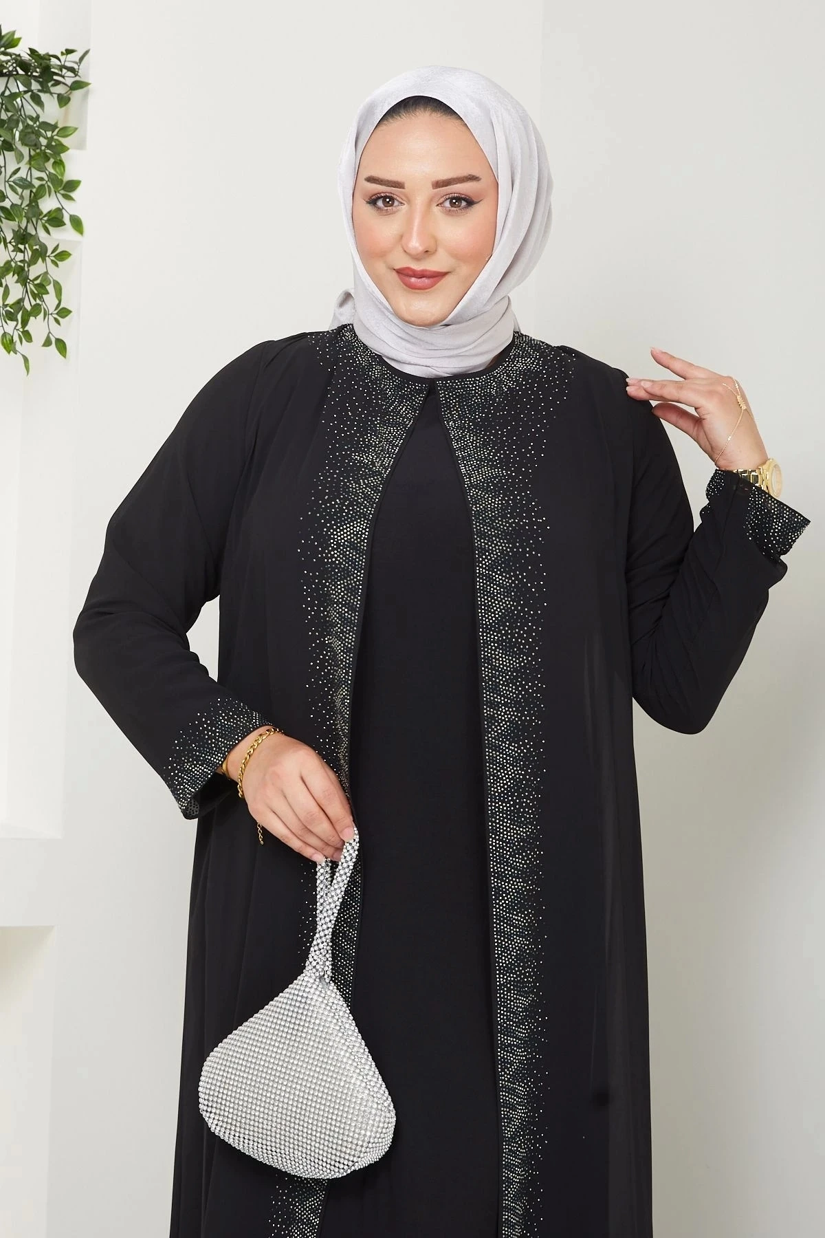 Kadın Büyük Beden Abiye Elbise Uzun Şifon 10118 - Si̇yah