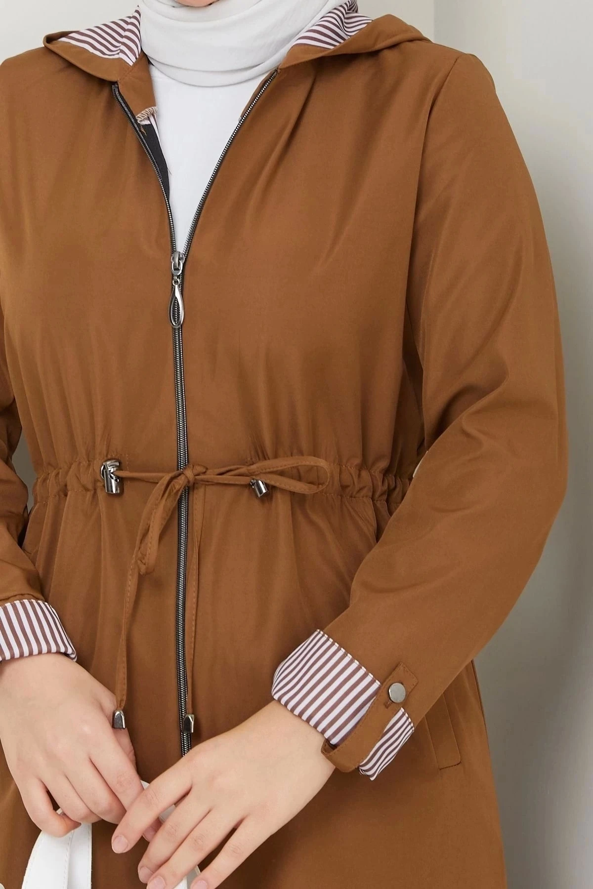 Kadın Uzun Giy Çık Trençkot 10104 - Taba