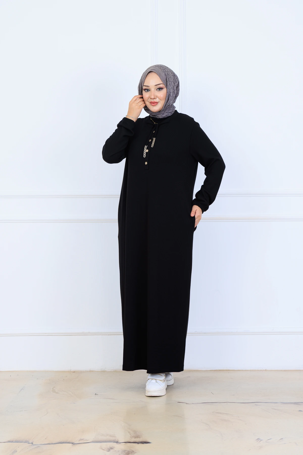 Rahat Kalıp Fitilli Örme Kumaş Elbise 10126