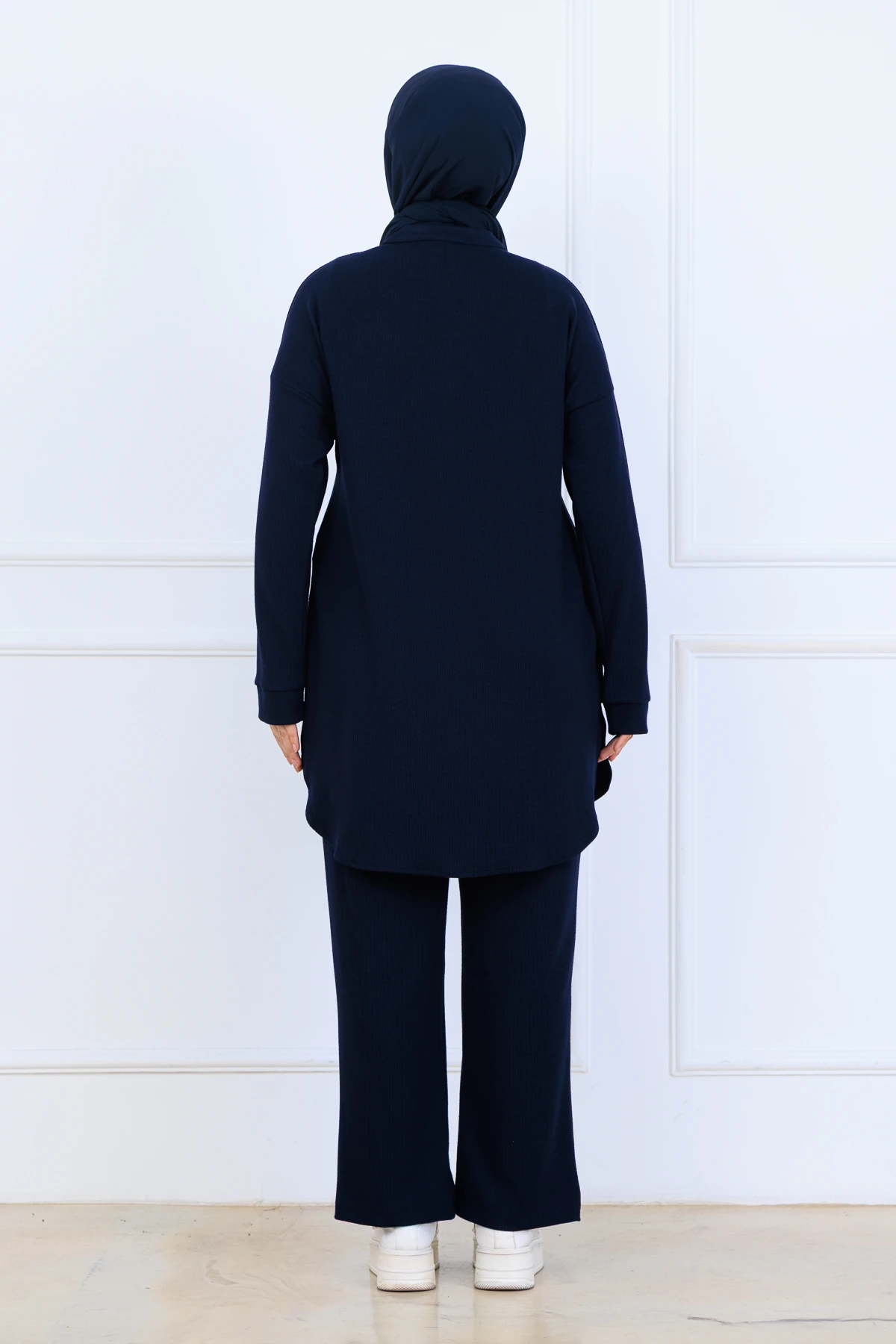 Bürümcük Kumaş Kadın İkili Takım-Gömlek Pantolon 10128 - Lacivert