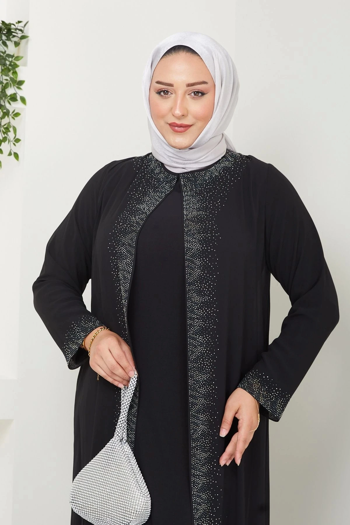 Kadın Büyük Beden Abiye Elbise Uzun Şifon 10118 - Si̇yah