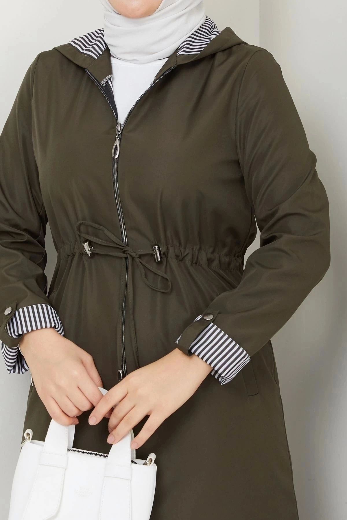 Kadın Uzun Giy Çık Trençkot 10104 - Haki