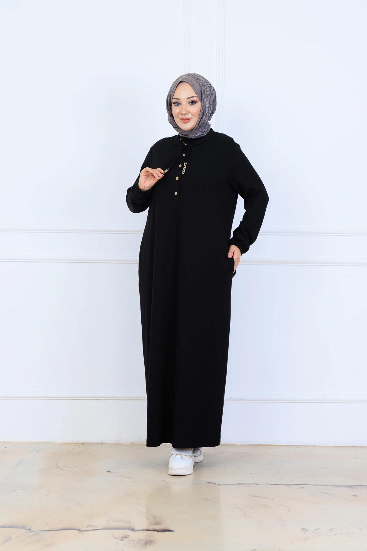 Rahat Kalıp Fitilli Örme Kumaş Elbise 10126