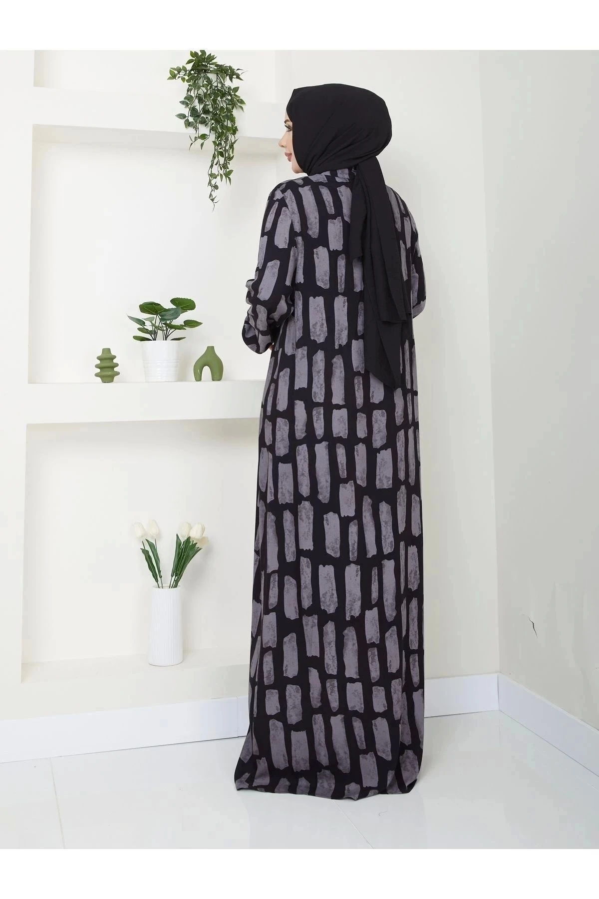 Kadın Düğmeli Viskon Elbise 10121