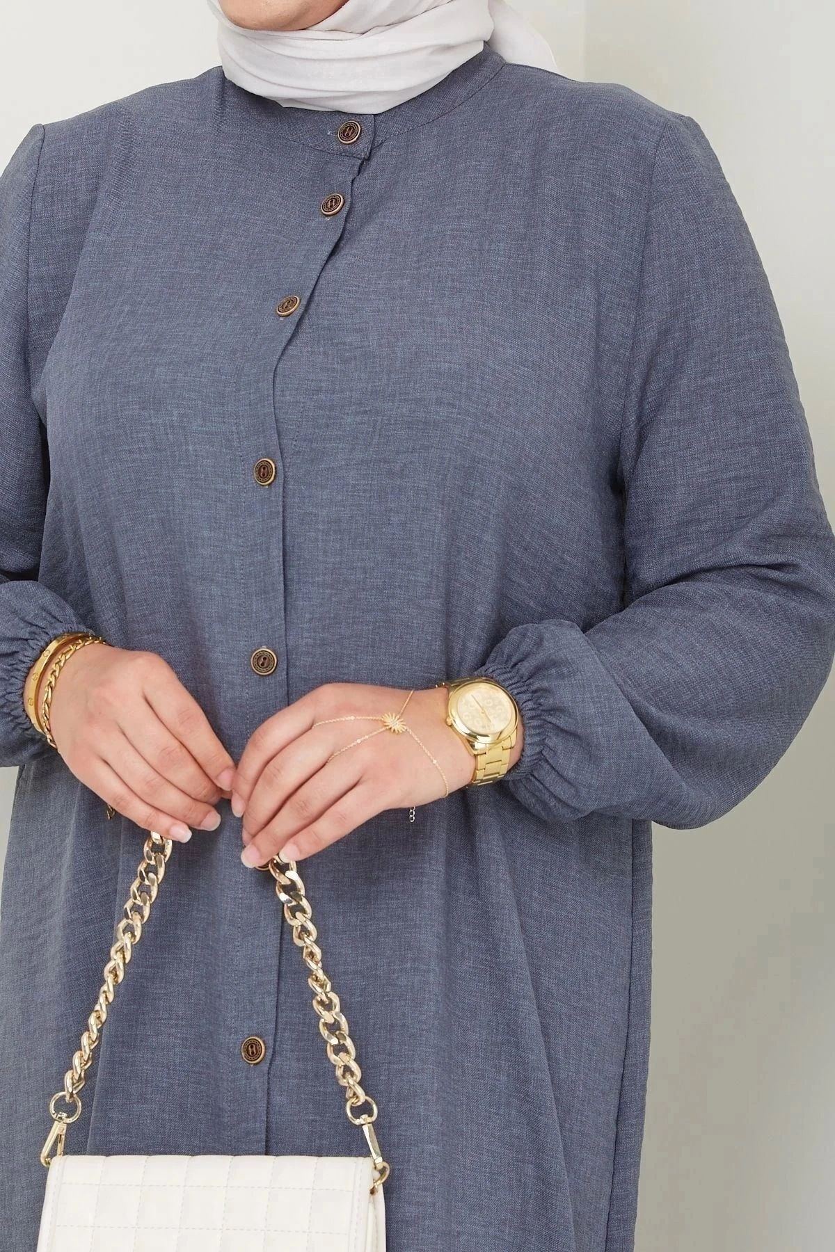 Kadın Büyük Beden Uzun  İkili Tesettür Tunik Takım 10110 - Antrasi̇t.