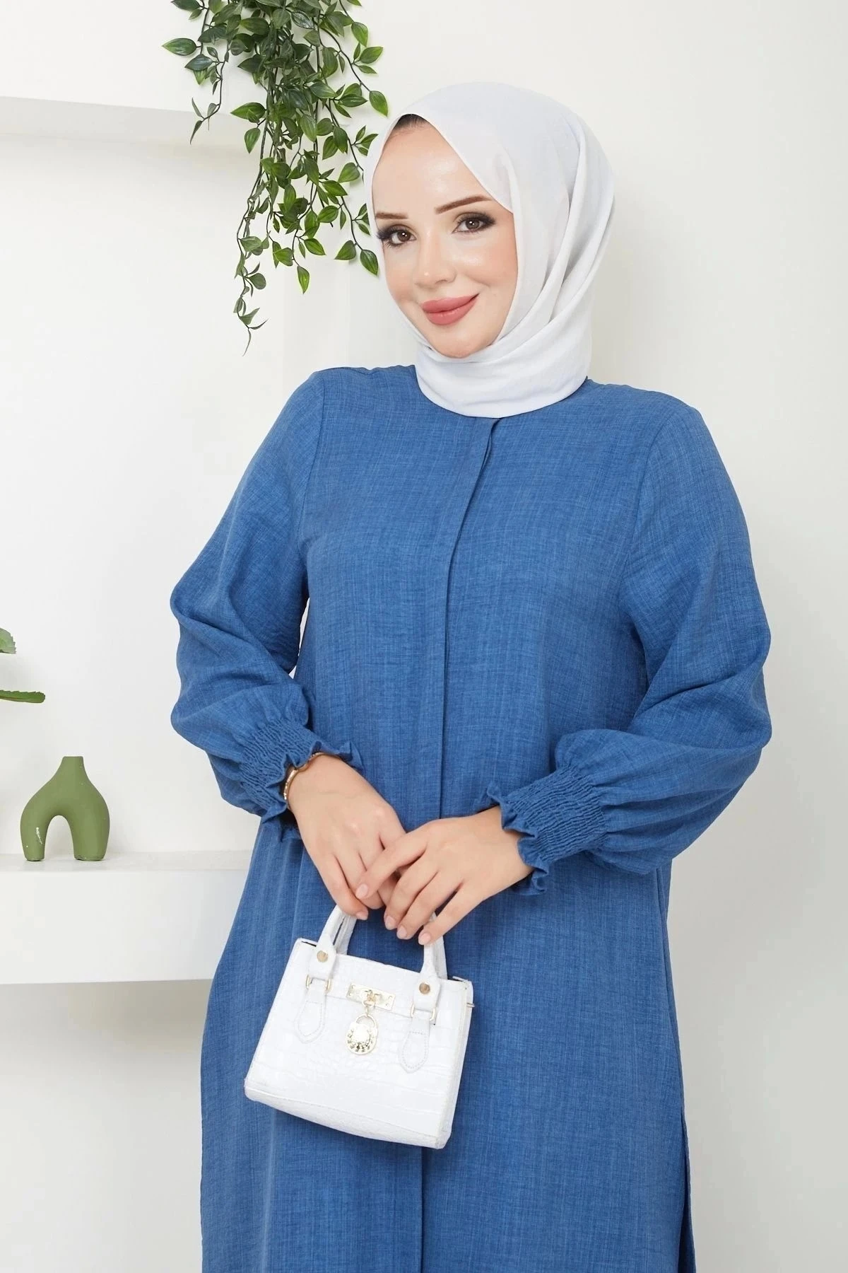 Kadın Uzun İkili Tesettür Tunik Takım 10114 - İndigo