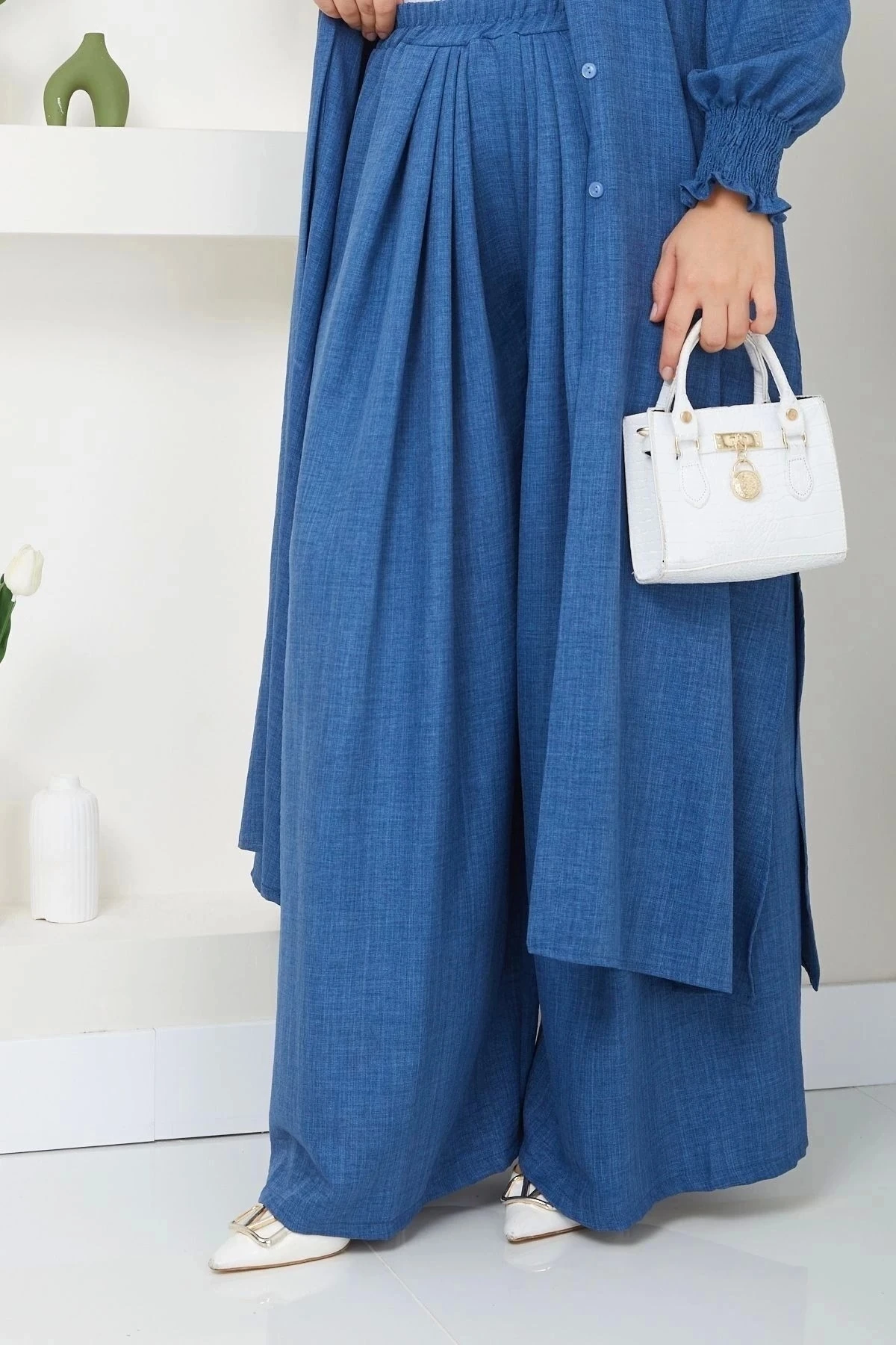 Kadın Uzun İkili Tesettür Tunik Takım 10114 - İndigo