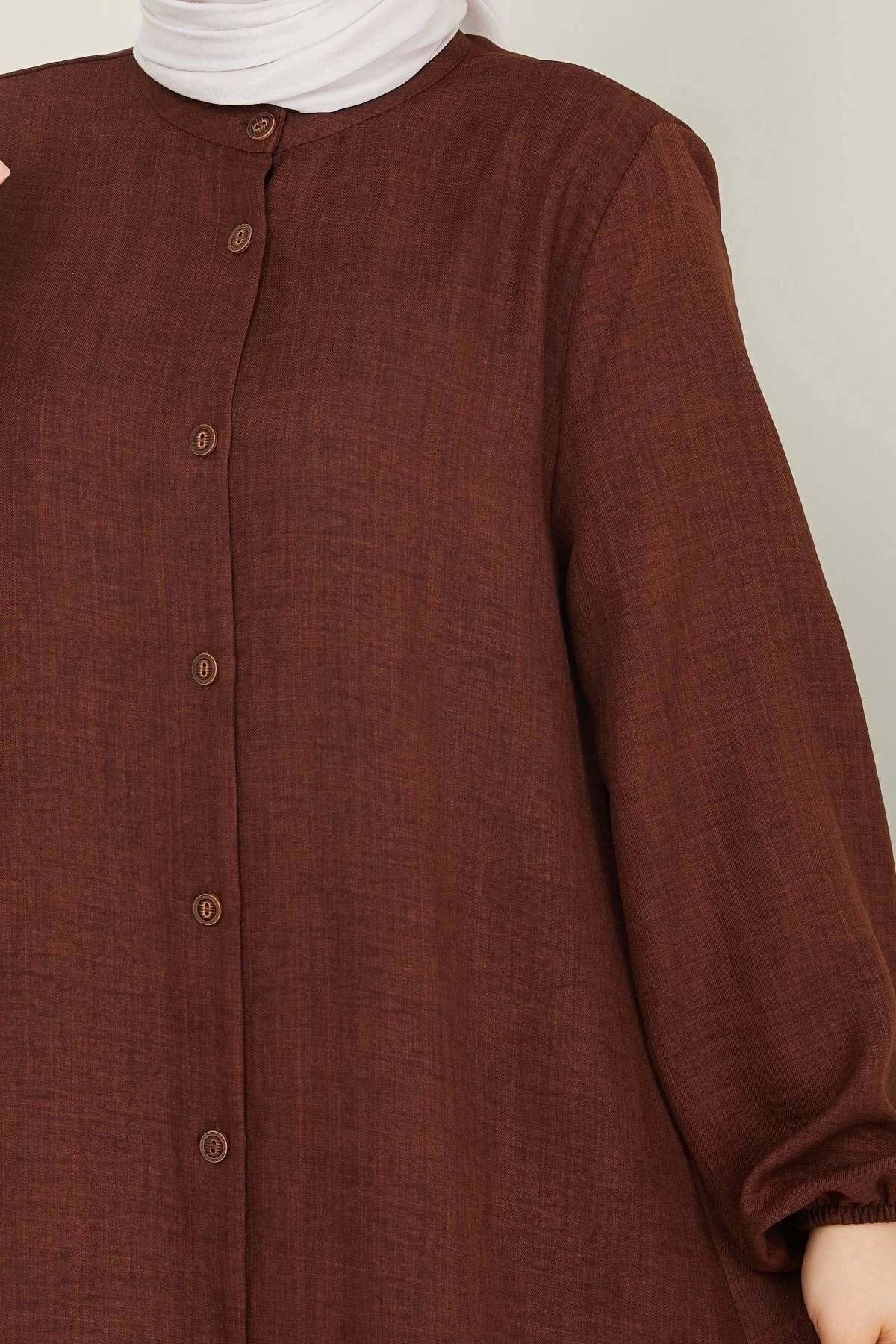 Kadın Büyük Beden Uzun  İkili Tesettür Tunik Takım 10110 - Kahverengi̇