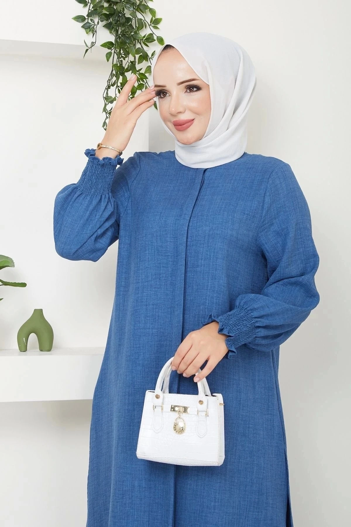 Kadın Uzun İkili Tesettür Tunik Takım 10114 - İndigo