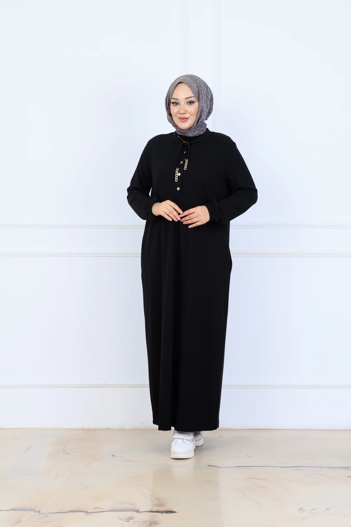 Rahat Kalıp Fitilli Örme Kumaş Elbise 10126