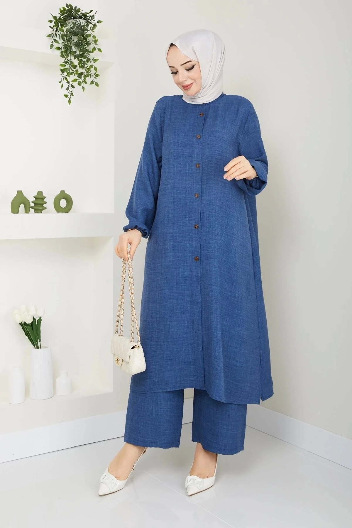 Kadın Büyük Beden Uzun  İkili Tesettür Tunik Takım 10110