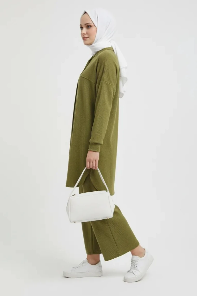 Bürümcük Kumaş Kadın İkili Takım-Gömlek Pantolon 10128