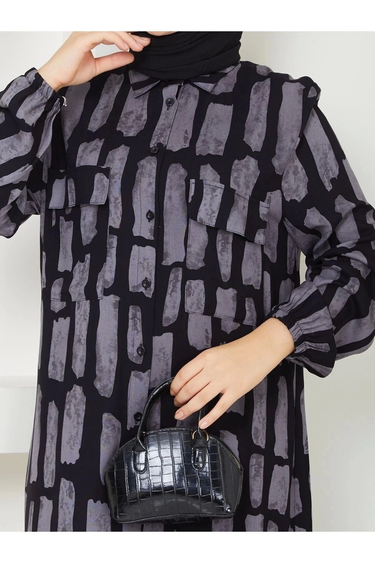 Kadın Düğmeli Viskon Elbise 10121