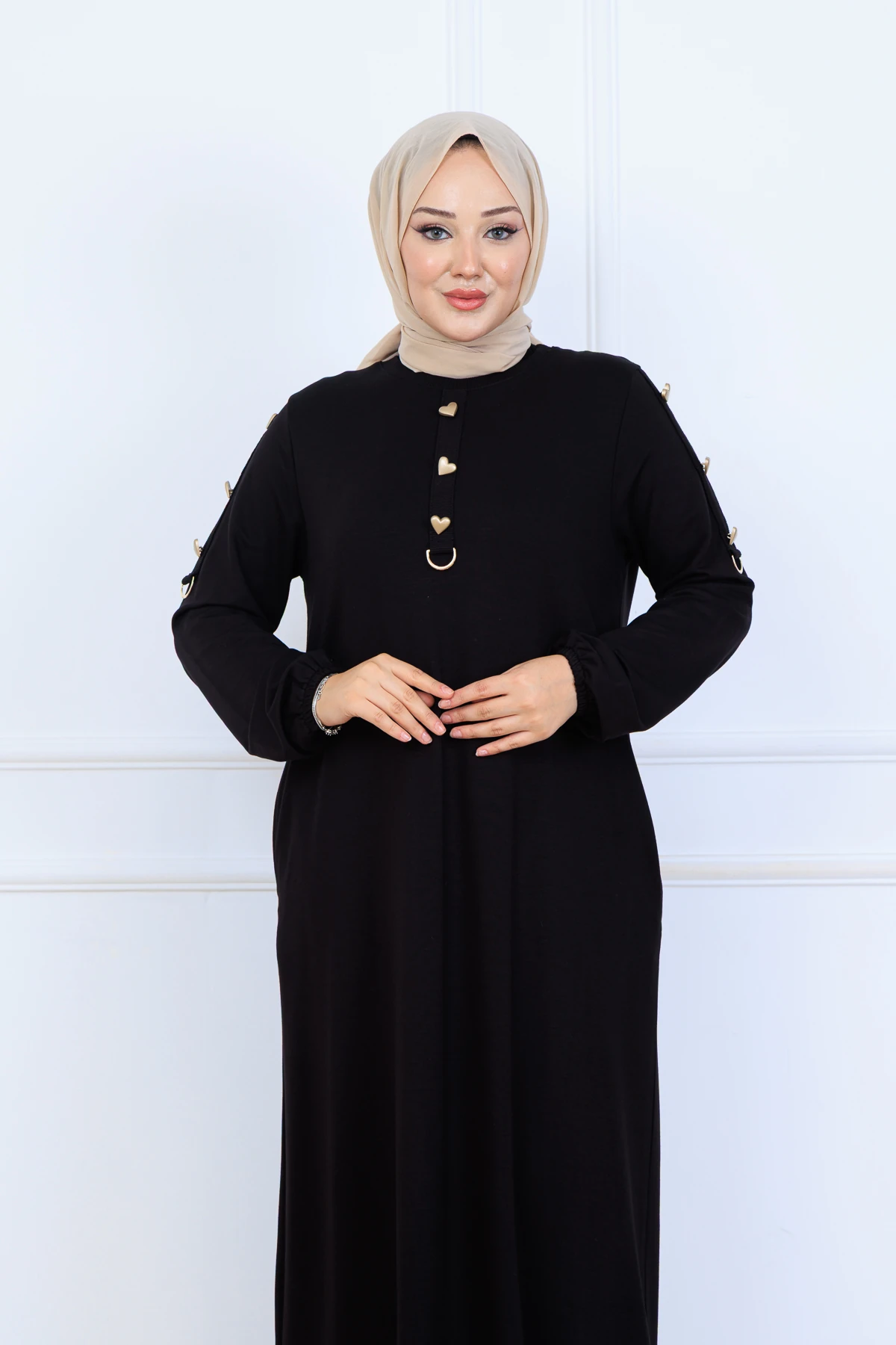 Rahat Bol Kesim Örme Kumaş Elbise 10127 - Siyah