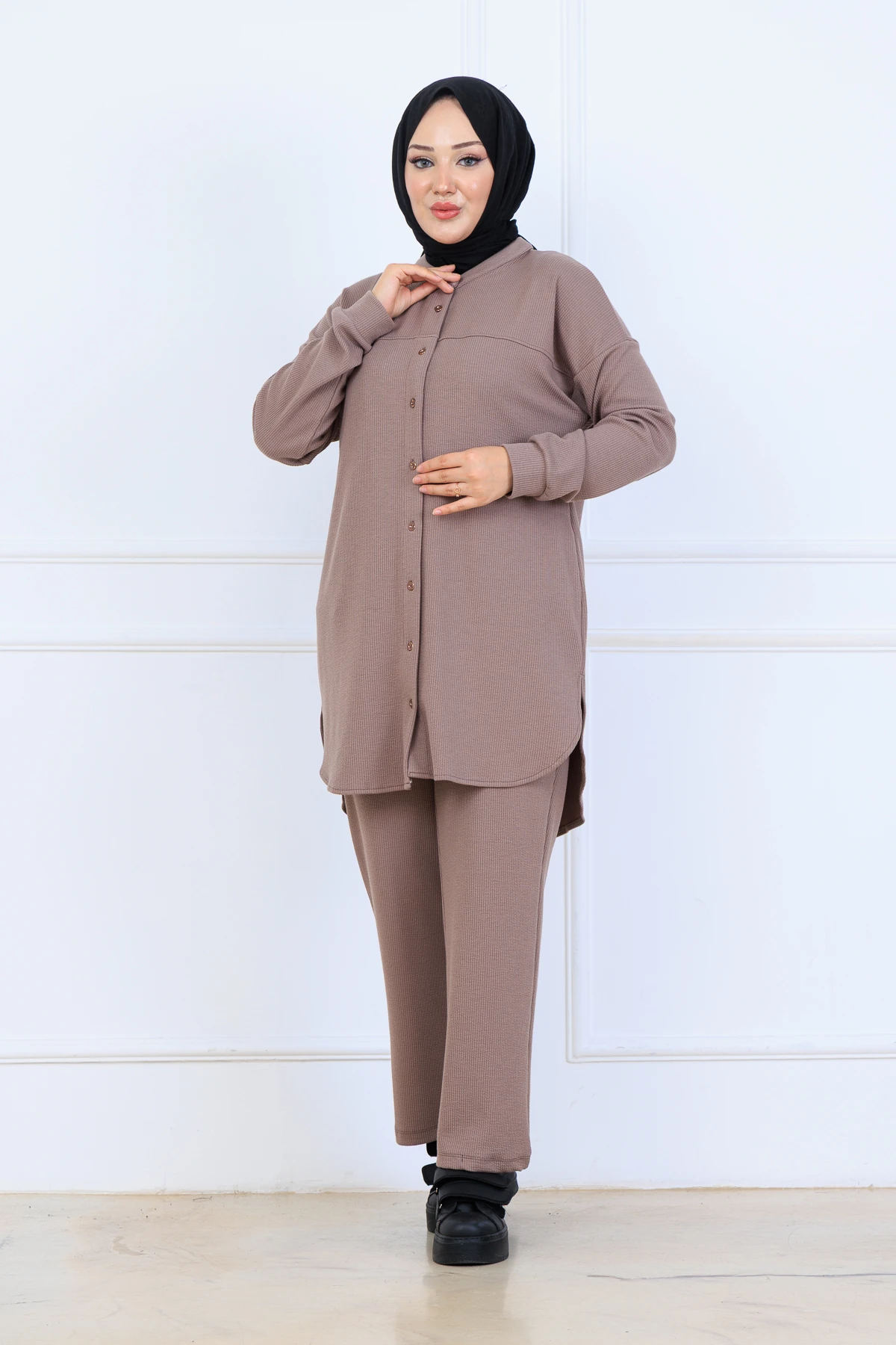 Bürümcük Kumaş Kadın İkili Takım-Gömlek Pantolon 10128