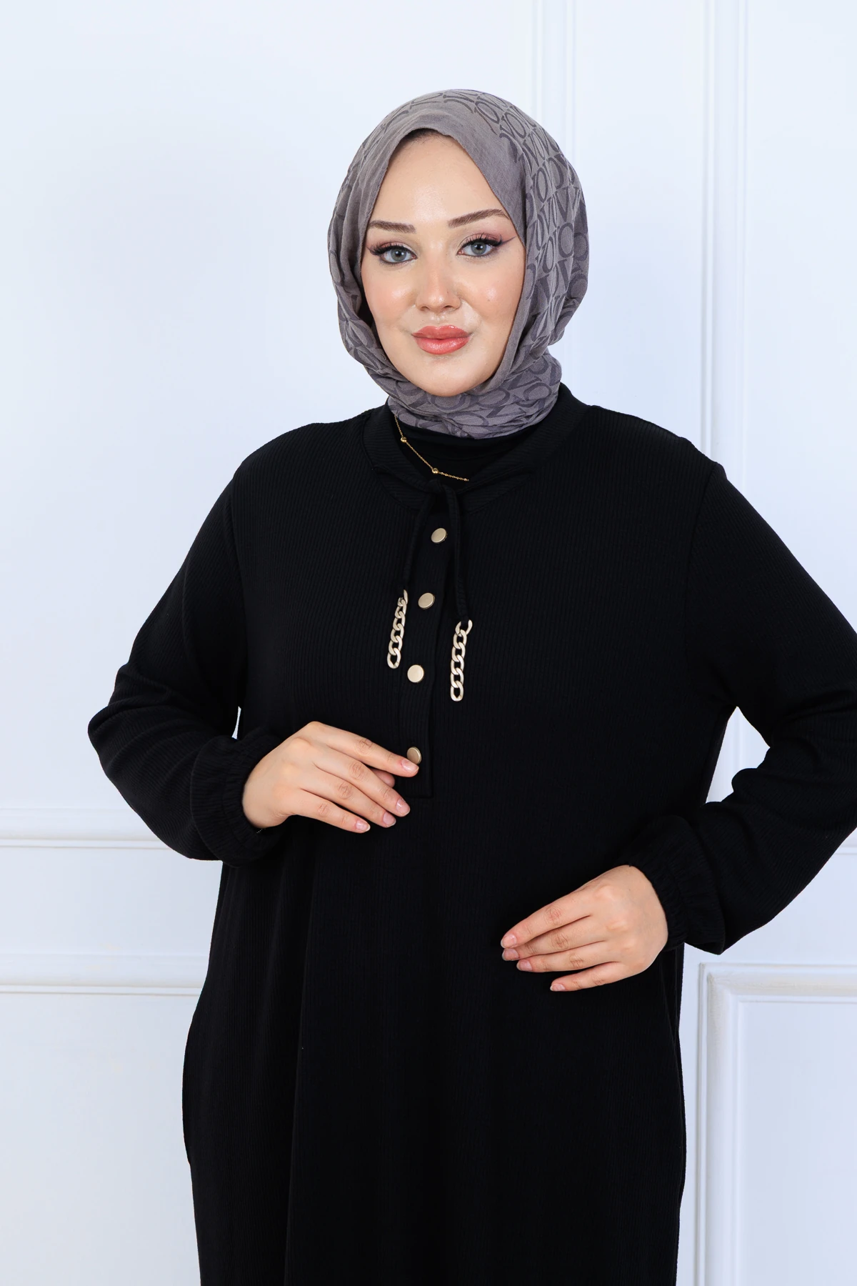 Rahat Kalıp Fitilli Örme Kumaş Elbise 10126