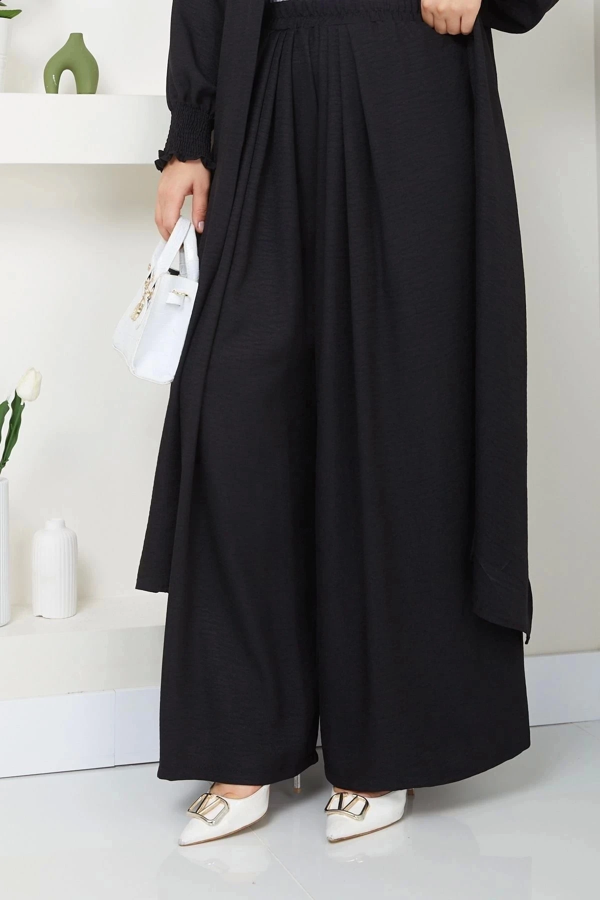 Kadın Uzun İkili Tesettür Tunik Takım 10114 - Siyah