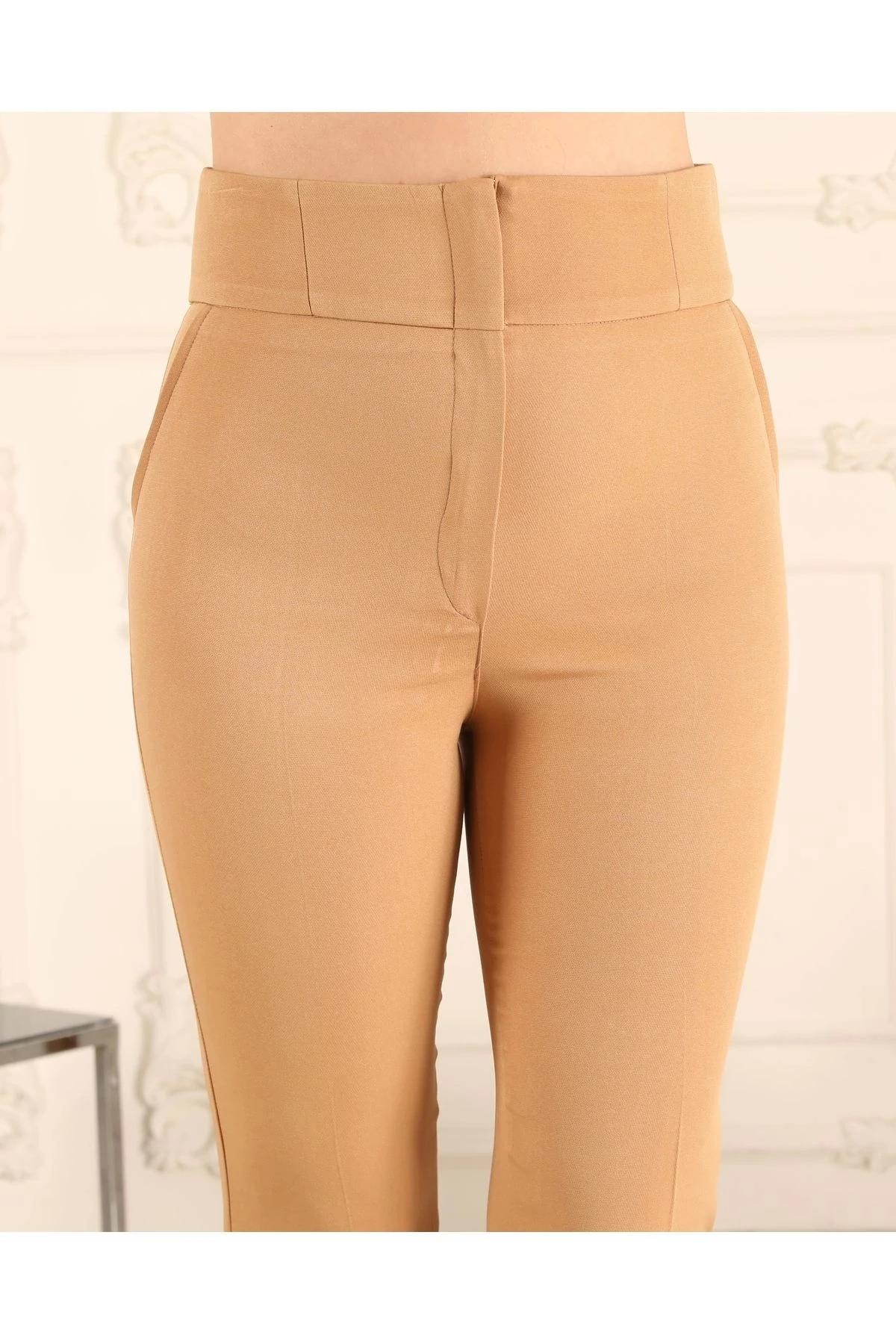 Yüksek Bel İspanyol Paça Kadın Kumaş Pantolon 10101