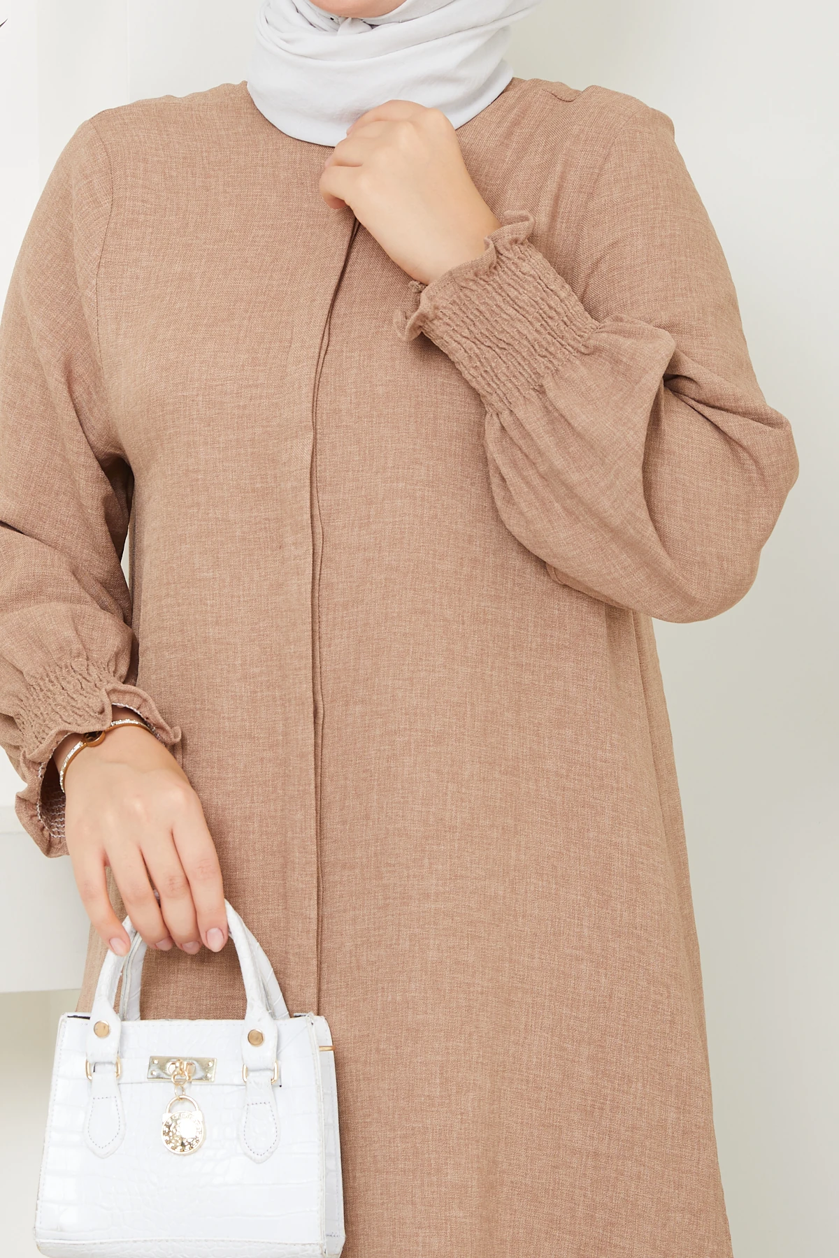 Kadın Uzun İkili Tesettür Tunik Takım 10114 - Vizon