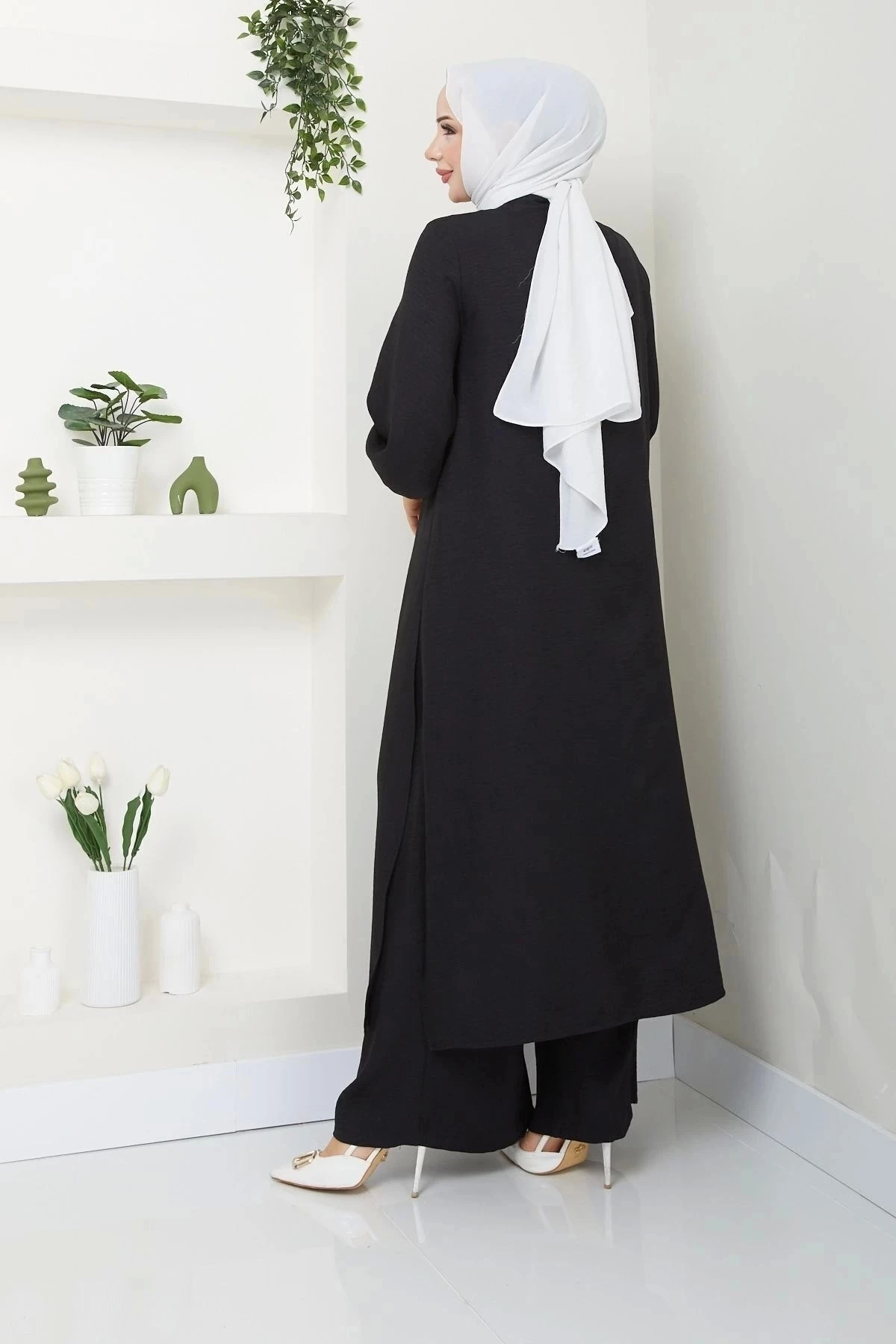 Kadın Uzun İkili Tesettür Tunik Takım 10114 - Siyah