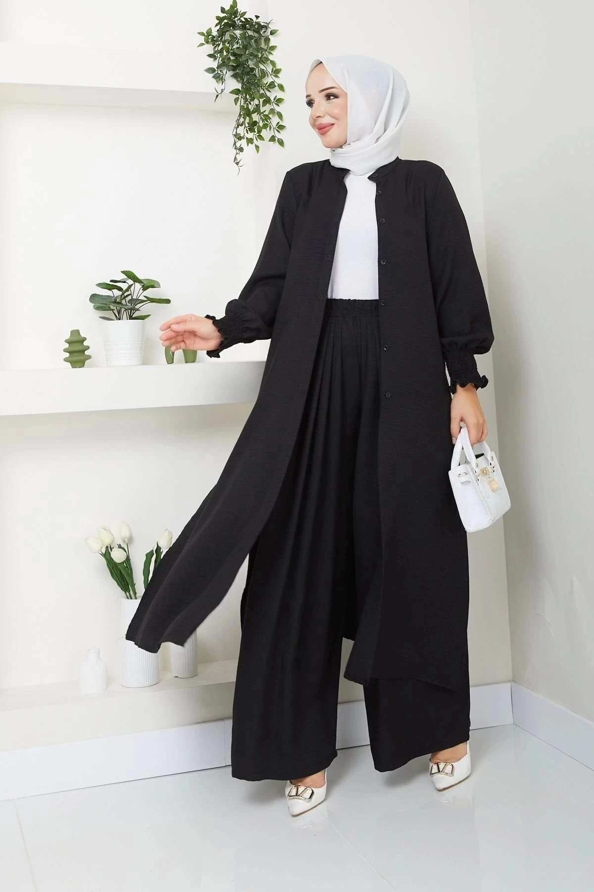 Kadın Uzun İkili Tesettür Tunik Takım 10114