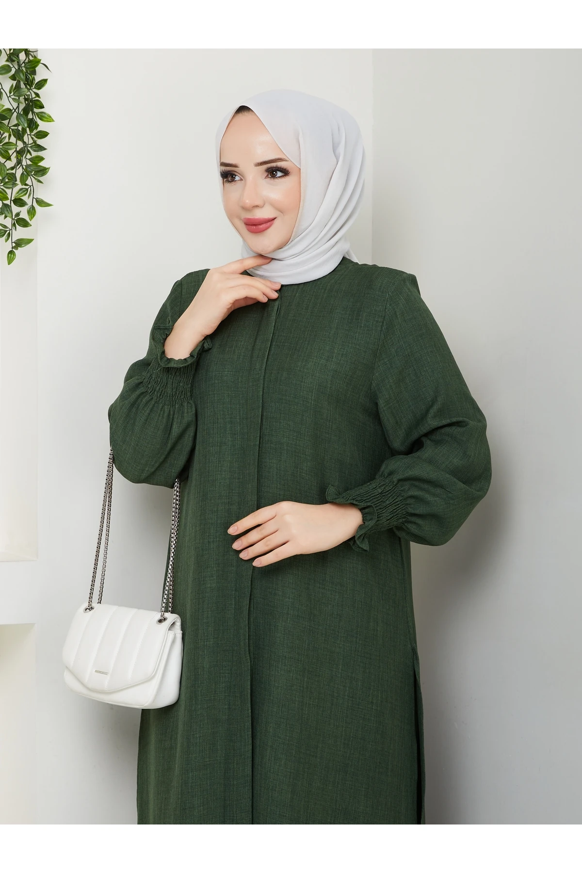 Kadın Uzun İkili Tesettür Tunik Takım 10114 - Ördek Yeşi̇l