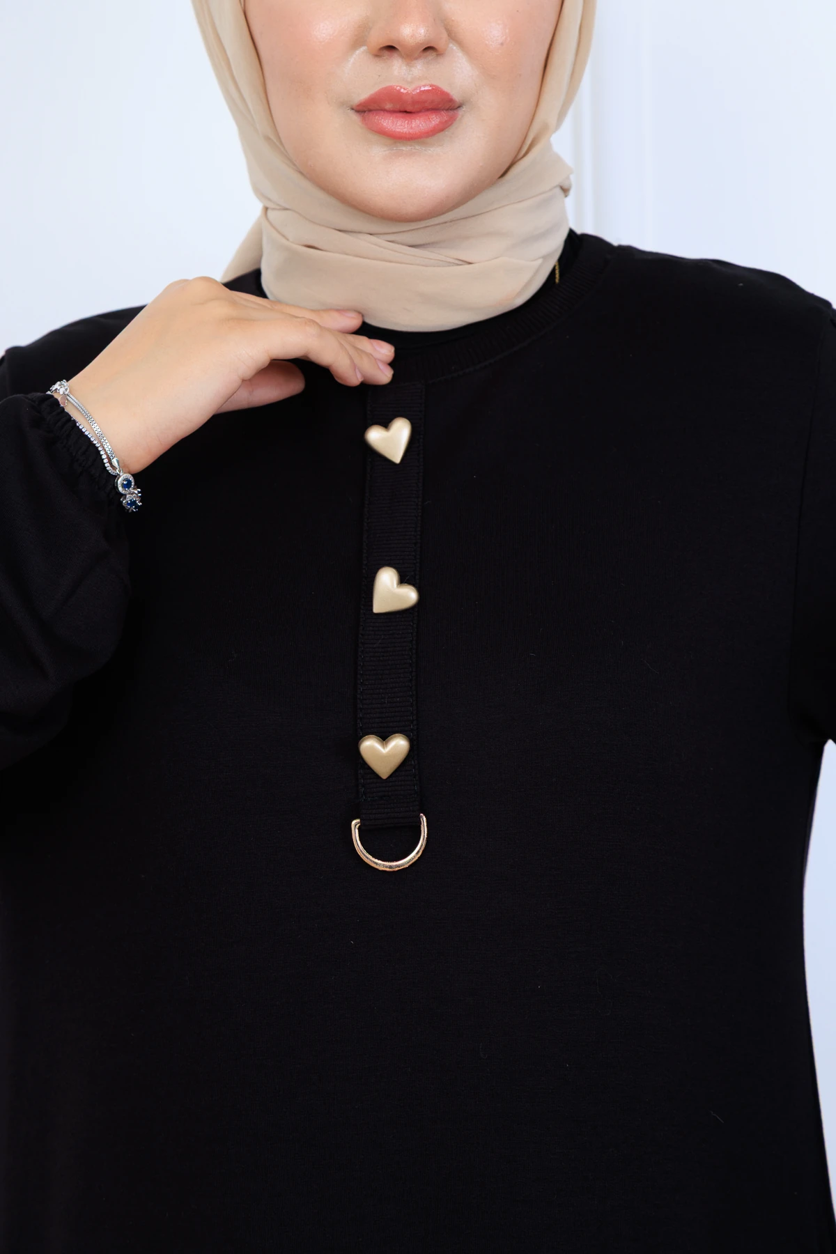 Rahat Bol Kesim Örme Kumaş Elbise 10127 - Siyah