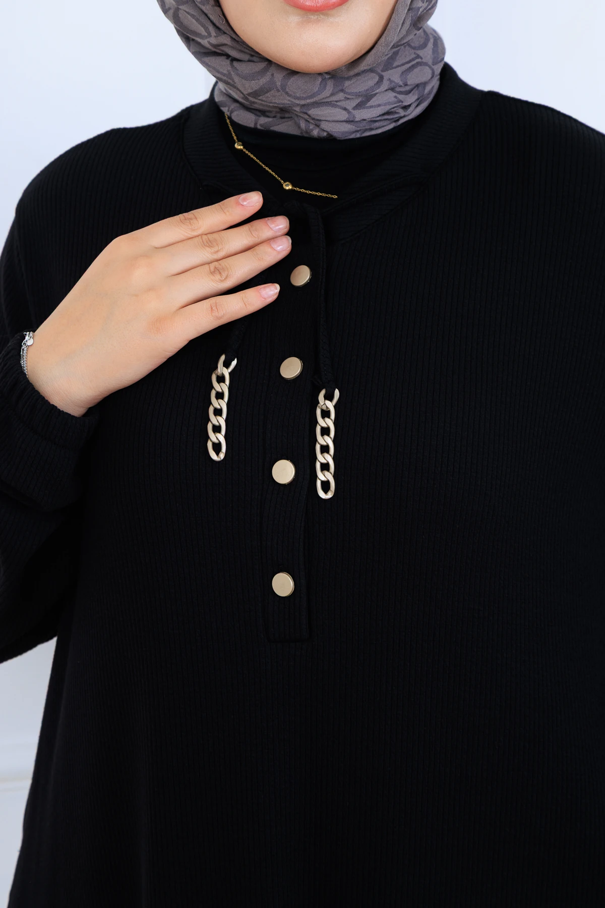 Rahat Kalıp Fitilli Örme Kumaş Elbise 10126