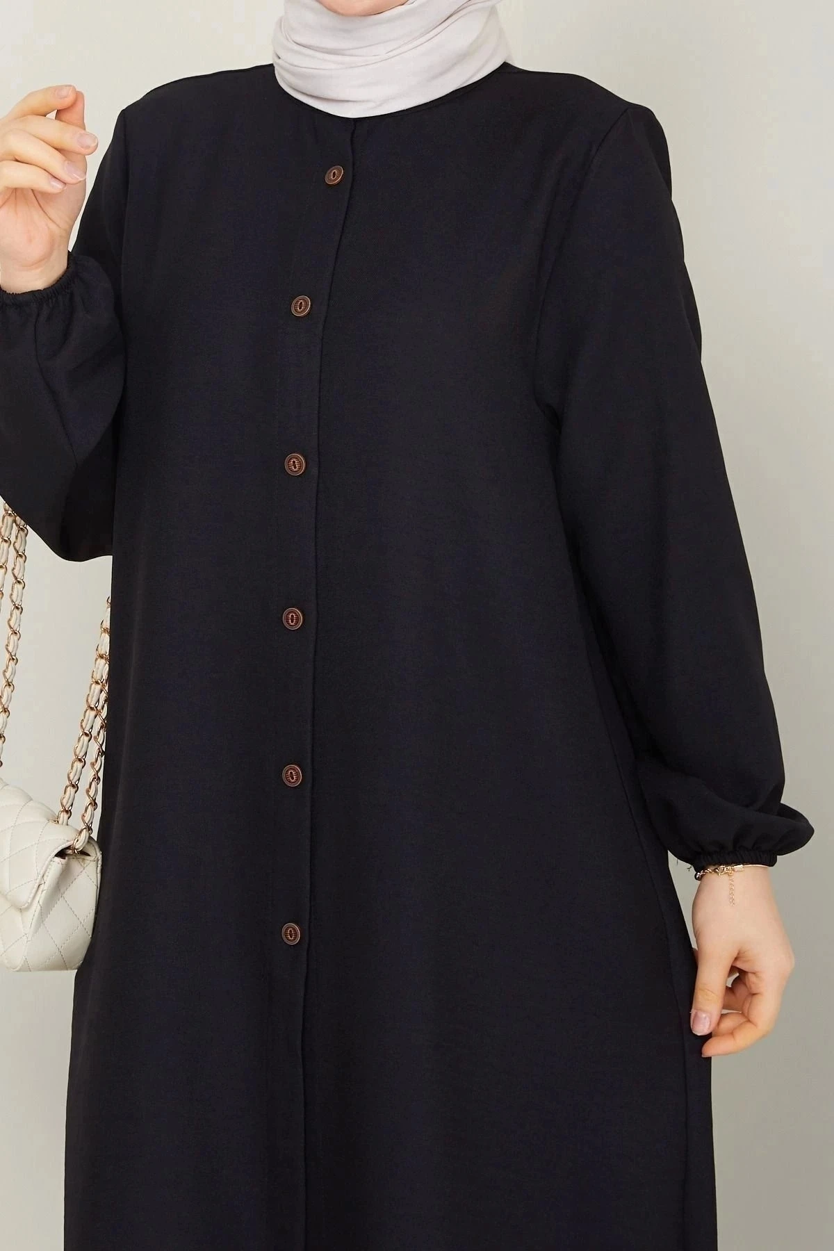 Kadın Büyük Beden Uzun  İkili Tesettür Tunik Takım 10110 - Si̇yah