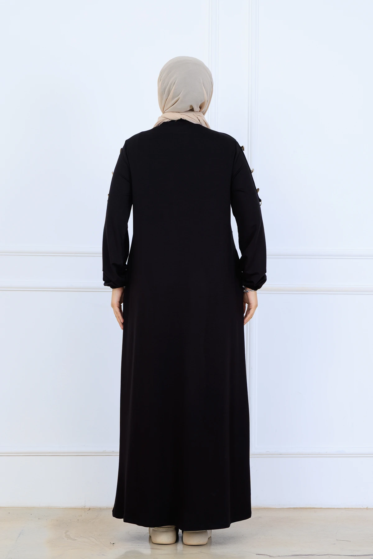 Rahat Bol Kesim Örme Kumaş Elbise 10127 - Siyah