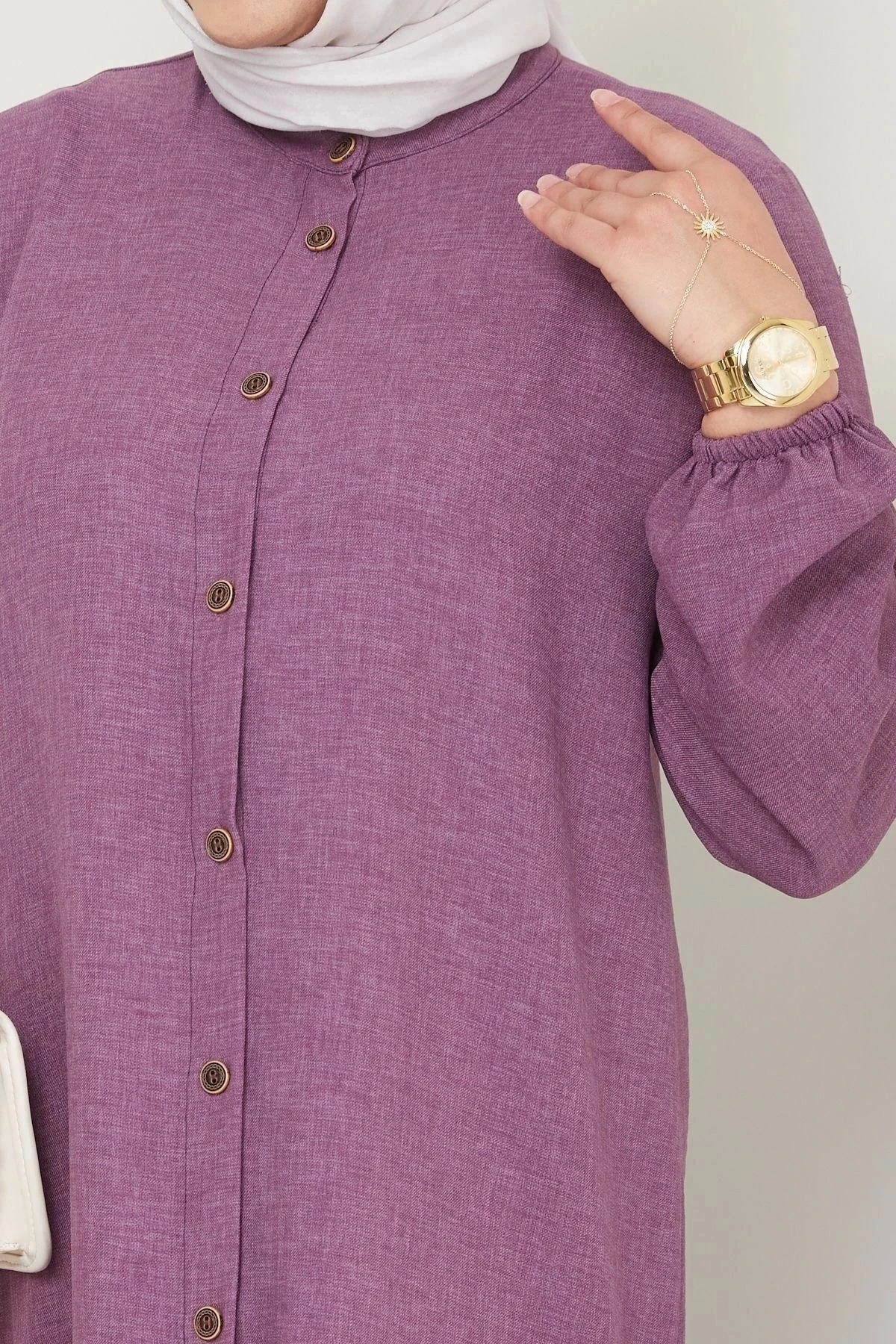 Kadın Büyük Beden Uzun  İkili Tesettür Tunik Takım 10110 - Lila