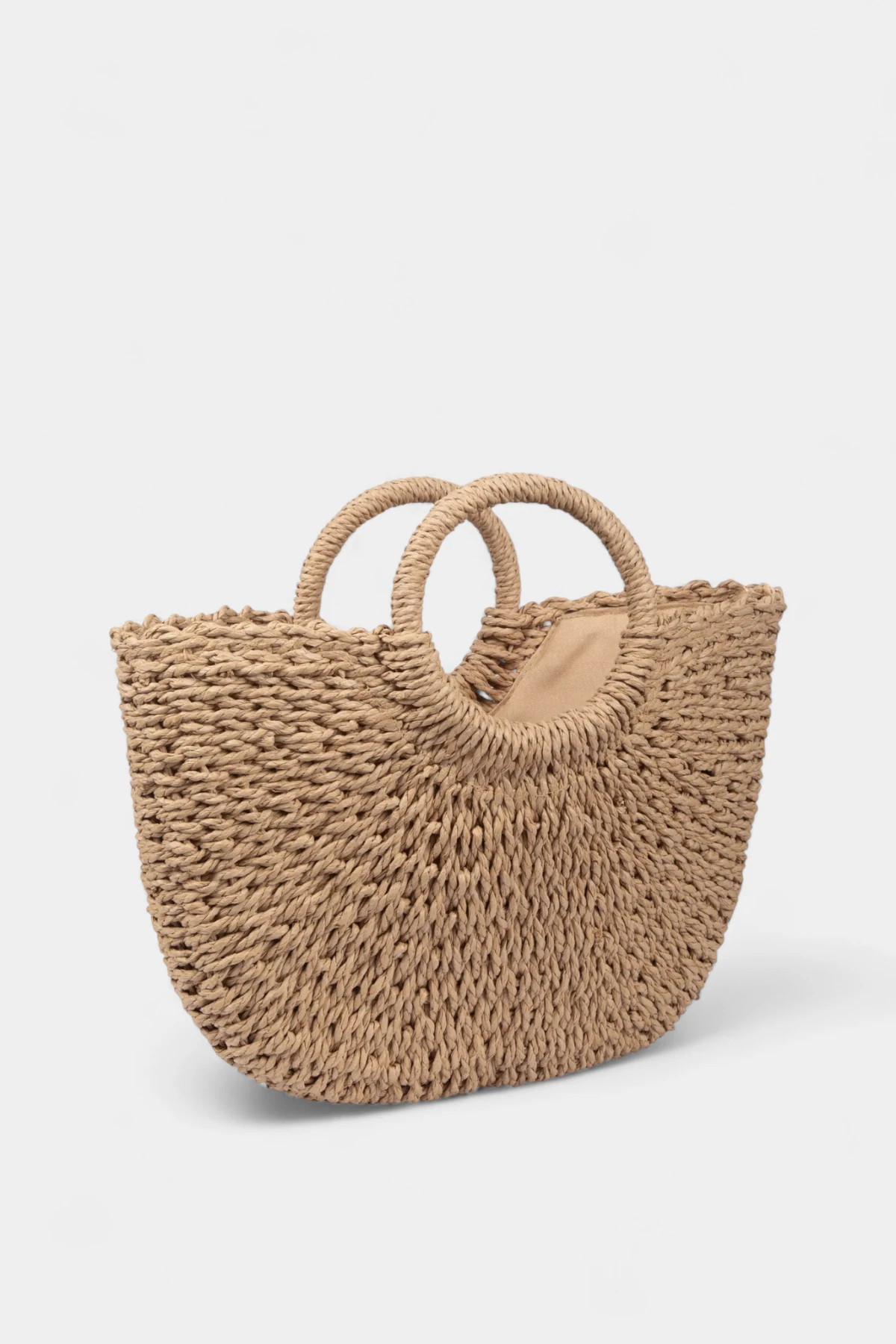 Tina Uzun Askı Detaylı Hasır Kadın El ve Omuz Çantası - Camel