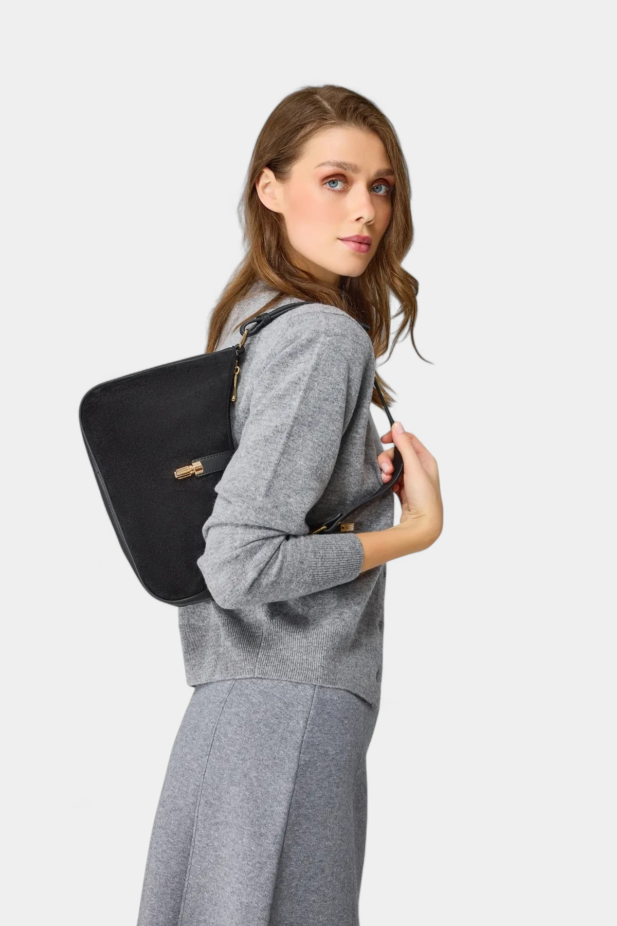 Alice Hakiki Süet Deri Kadın Omuz Çantası