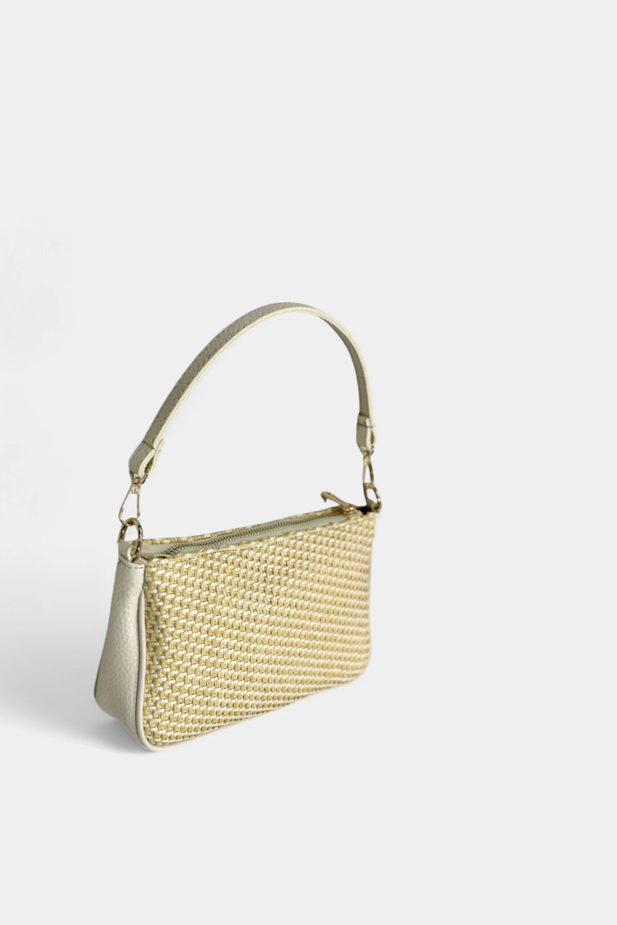 Grace Hasır Uzun Askı Detaylı Kadın El ve Omuz Çantası - Bej