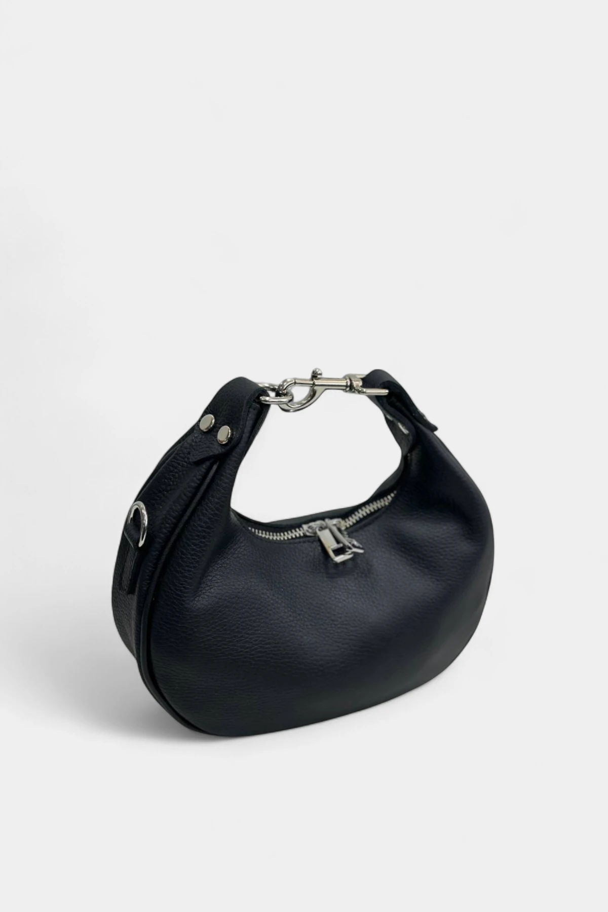 Felix Hakiki Deri Uzun Askı detaylı Kadın Omuz Çantası - Siyah