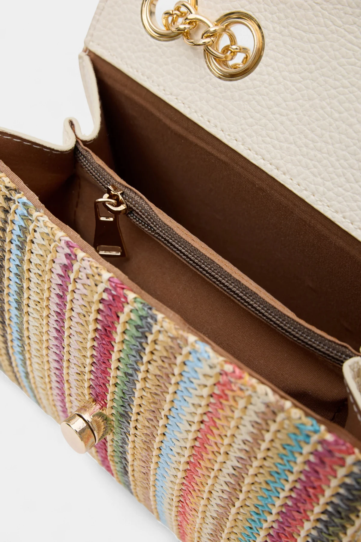 Valencia Zincir Askı Detaylı  Hasır Kadın El ve Omuz Çantası - Çok Renkli