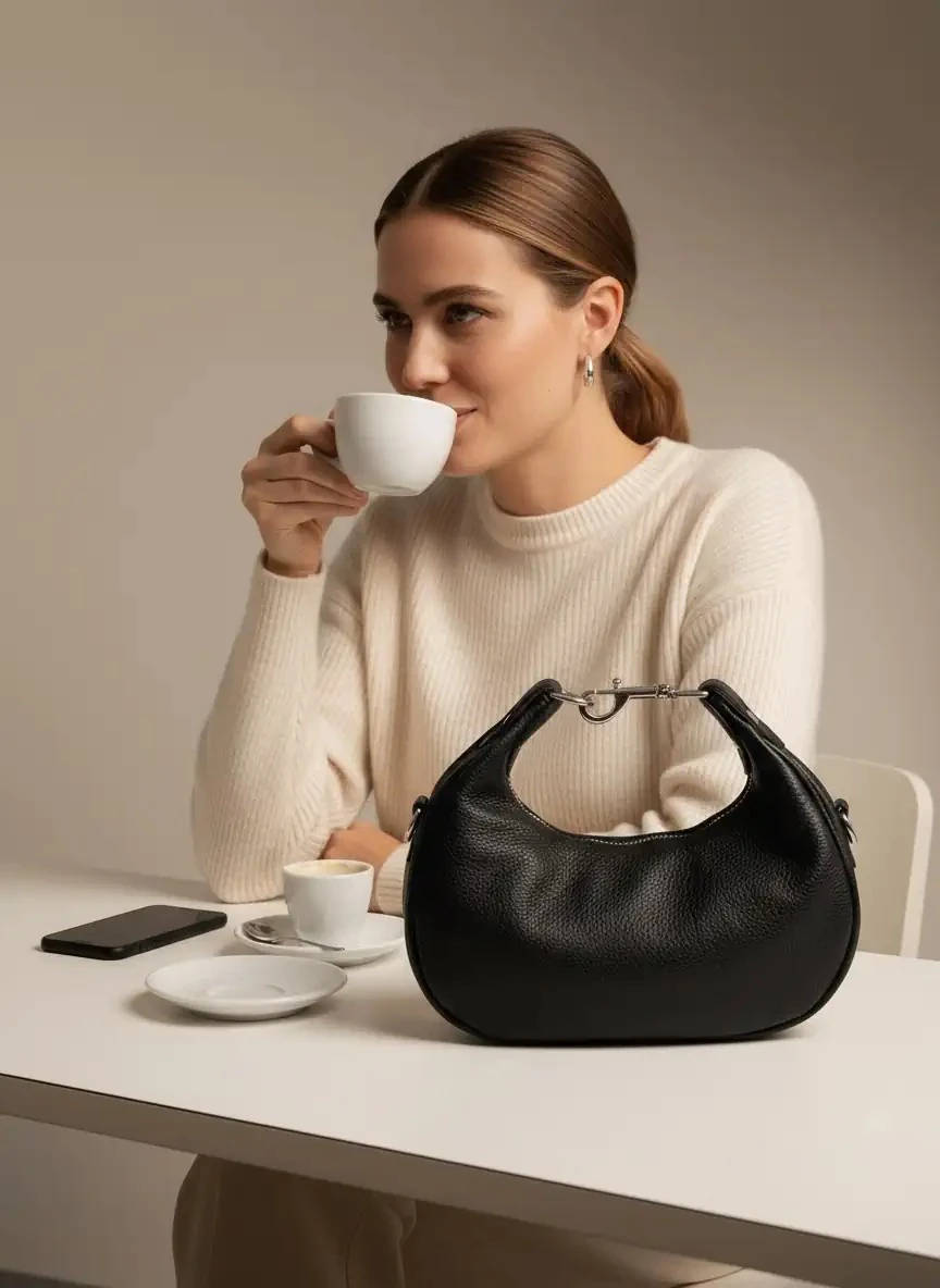 Felix Hakiki Deri Uzun Askı detaylı Kadın Omuz Çantası - Kahverengi