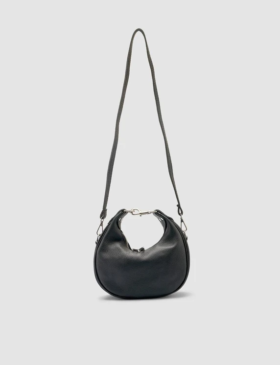 Felix Hakiki Deri Uzun Askı detaylı Kadın Omuz Çantası - Siyah