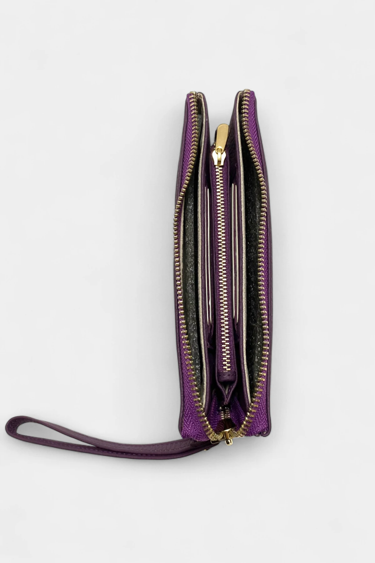 Ruby Hakiki Deri Trok Taşlı Kadın Cüzdan - Mor