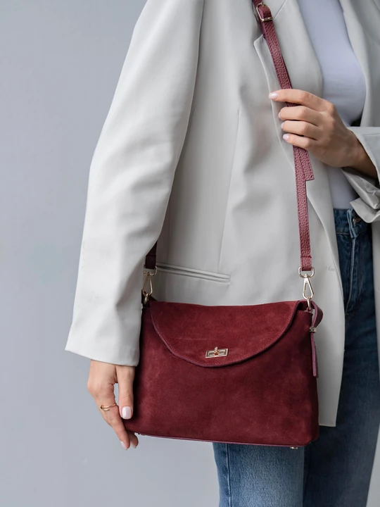 Gisella Hakiki Süet Deri Kadın El ve Omuz Çantası