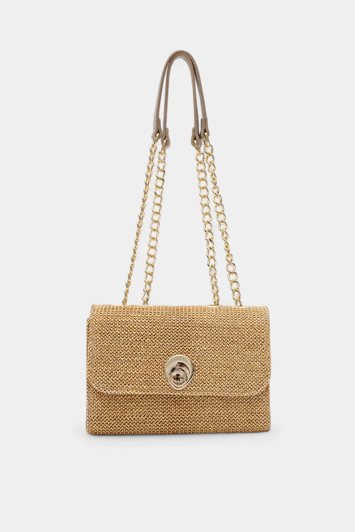 Valencia Zincir Askı Detaylı  Hasır Kadın El ve Omuz Çantası - Camel