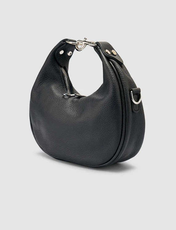 Felix Hakiki Deri Uzun Askı detaylı Kadın Omuz Çantası - Siyah