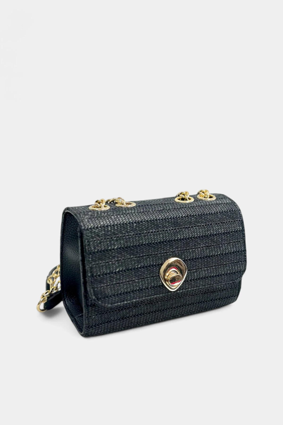 Valencia Zincir Askı Detaylı  Hasır Kadın El ve Omuz Çantası - Siyah