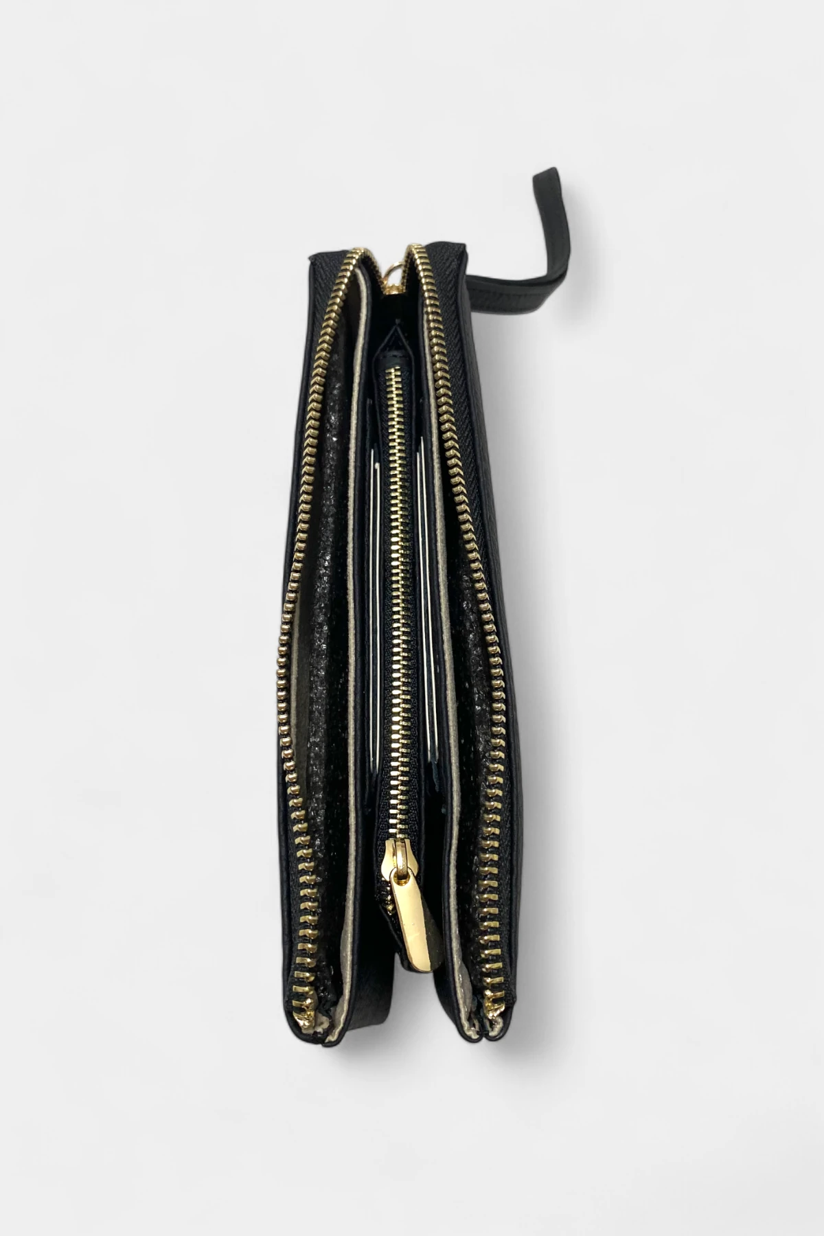 Ruby Hakiki Deri Trok Taşlı Kadın Cüzdan - Siyah