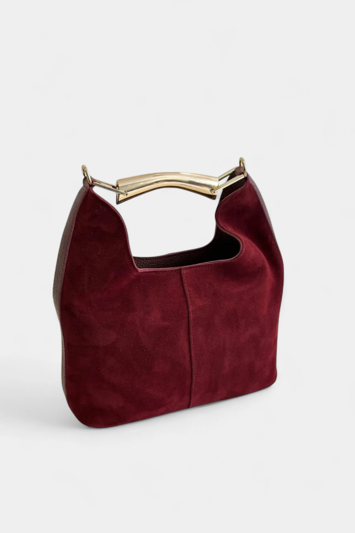 Alta Hakiki Süet Deri Kadın El ve Omuz Çantası - Bordo