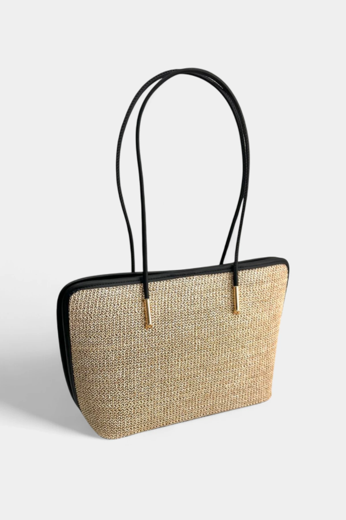 Hazel Hasır Fermuar ve Yavru Çanta Detaylı Kadın El ve Omuz Çantası - Siyah