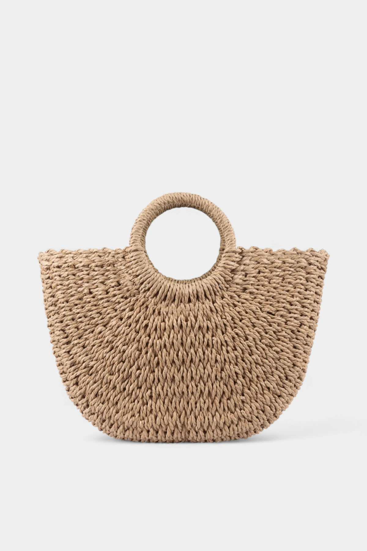 Tina Uzun Askı Detaylı Hasır Kadın El ve Omuz Çantası - Camel