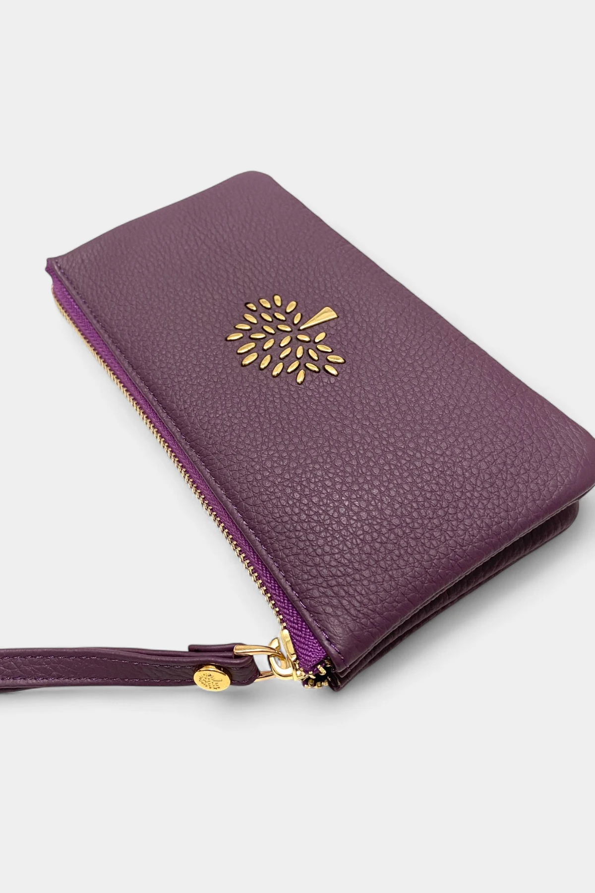 Ruby Hakiki Deri Trok Taşlı Kadın Cüzdan - Mor