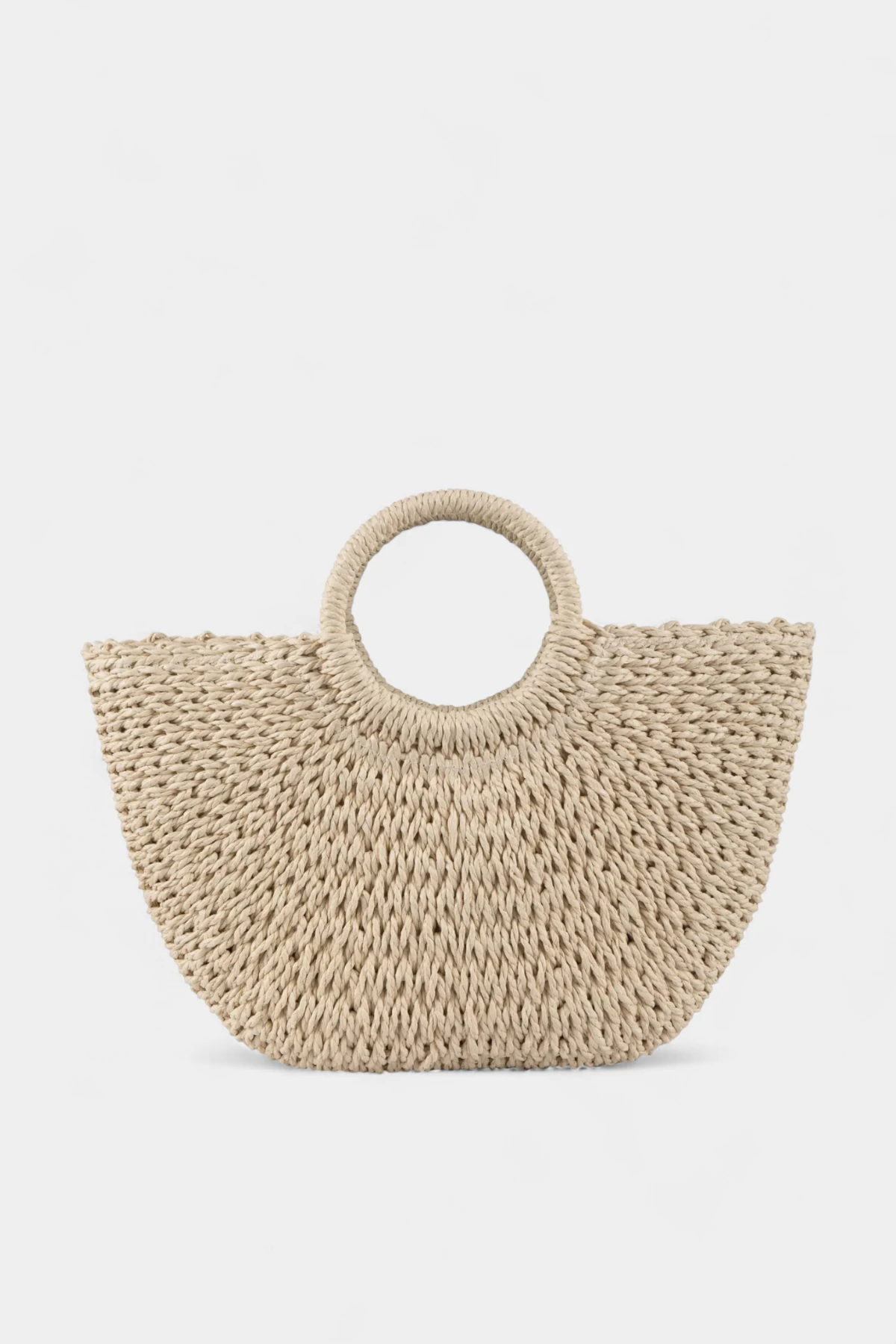 Tina Uzun Askı Detaylı Hasır Kadın El ve Omuz Çantası - Bej